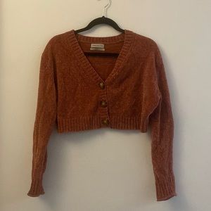 Cropped button up red sweater